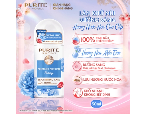 Lăn Khử Mùi Dưỡng Sáng Hương Hoa Mẫu Đơn 50ml Purite ảnh 4