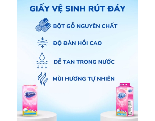 Combo 10 Gói Giấy Vệ Sinh Rút Đáy Classic 320 Tờ 4 Lớp Elène ảnh 3