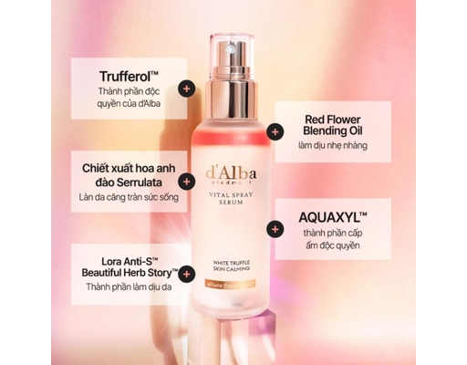 Serum Dạng Xịt Căng Bóng Da 8 Loại Dầu Hoa Đỏ White Truffle Vital Spray 100ml d'Alba ảnh 4