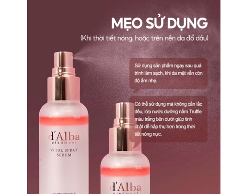 Serum Dạng Xịt Căng Bóng Da 8 Loại Dầu Hoa Đỏ White Truffle Vital Spray 100ml d'Alba ảnh 9
