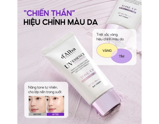 Kem Chống Nắng Dưỡng Trắng Tông Tím Hiệu Chỉnh Sắc Da Waterfull Tone-Up Sun Cream Purple 50ml d'Alba ảnh 2
