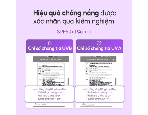 Kem Chống Nắng Dưỡng Trắng Tông Tím Hiệu Chỉnh Sắc Da Waterfull Tone-Up Sun Cream Purple 50ml d'Alba ảnh 5