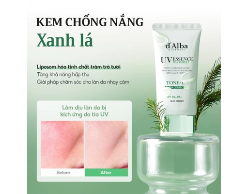 Kem Chống Nắng Tông Xanh Hiệu Chỉnh Sắc Da Clean Tea Tree Liposome Tone Up Green 50ml d'Alba ảnh 2