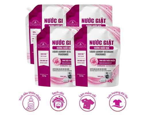 Lô 4 Túi  Nước Giặt Hương Nước Hoa Cho Máy Giặt Cửa Trước Hương Luxor 3.6kg TOPVALU ảnh 1