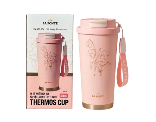 Ly Giữ Nhiệt Inox Nắp Bật 500ml Màu Hồng La Fonte ảnh 1