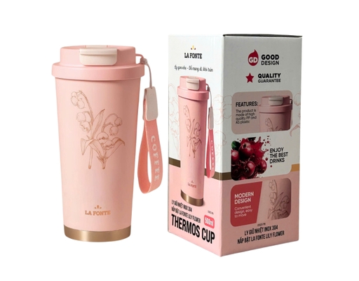 Ly Giữ Nhiệt Inox Nắp Bật 500ml Màu Hồng La Fonte ảnh 2
