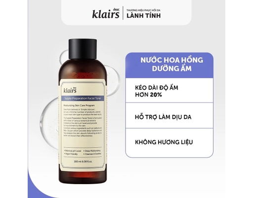 Nước Hoa Hồng Dưỡng Ẩm Có Mùi Supple Preparation Facial Toner 180ml Klairs ảnh 2
