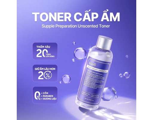 Nước Hoa Hồng Dưỡng Ẩm Không Mùi Supple Preparation Unscented Facial Toner 180ml Klairs ảnh 2