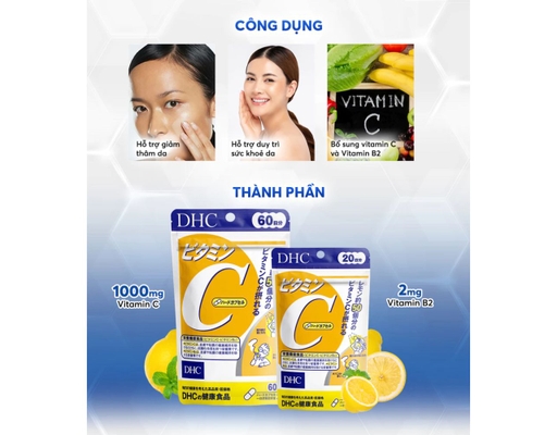 Thực Phẩm Bảo Vệ Sức Khỏe Viên Uống Bổ Sung Vitamin C 30 Ngày 60 Viên DHC ảnh 4