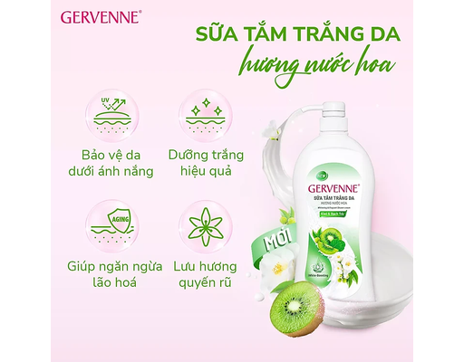 Sữa Tắm Kiwi & Bạch Trà 900g Gervenne ảnh 3