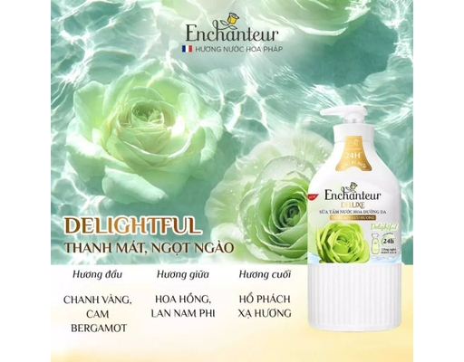 Sữa Tắm Dưỡng Trắng Da Hương Nước Hoa Delightful 650g Enchanteur ảnh 2