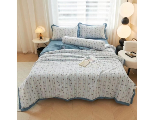 Bộ Chăn Drap Gối Vải Đũi 160x200cm Kenhome ảnh 0