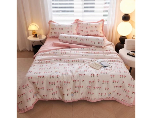 Bộ Chăn Drap Gối Vải Đũi 160x200cm Kenhome ảnh 1