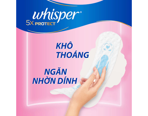 Băng Vệ Sinh 5X Siêu Mỏng Bảo Vệ 28cm 16 Miếng Whisper ảnh 1