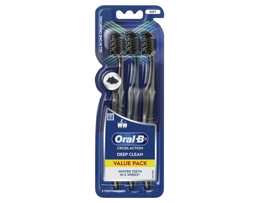 Vỉ 3 Bàn Chải Đánh Răng Than Hoạt Tính Cross Action Charcoal Oral-B ảnh 0