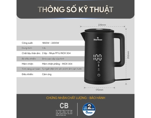 Ấm Đun Siêu Tốc KTB-3466 Dung Tích 1.5L BlueStone ảnh 9