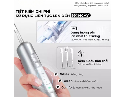 Bàn Chải Đánh Răng Điện Wave Sonic Pink Whisper Halio ảnh 4