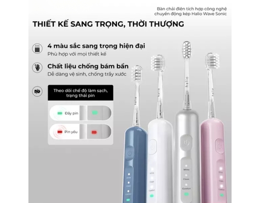 Bàn Chải Đánh Răng Điện Wave Sonic Silver Frost Halio ảnh 5