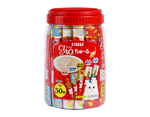 Hộp 50 Thanh Súp Thưởng Cho Mèo Mix Vị Cá Ngừ Mix Vị (Đỏ) - 50 Thanh x 14g (700g) CIAO ảnh 0