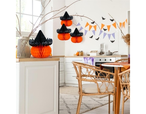 Mô Hình Giấy Trang Trí Halloween 004 Bí Có Mũ 11x26cm Tân Hồng Vận ảnh 2