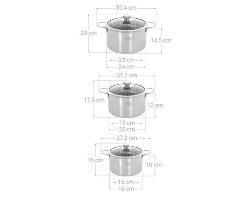 Bộ 3 Nồi Inox Đa Lớp Nguyên Khối GCS256-T1 Green Cook ảnh 4