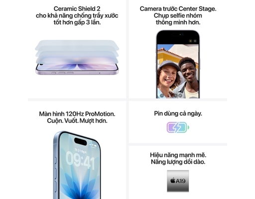 Điện Thoại Di Động iPhone 17 256GB Màu Trắng/ White MG6K4ZP/A Apple ảnh 6