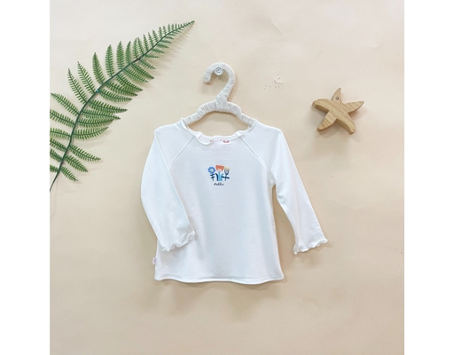 Áo Dún Bèo TD Chất Liệu Bamboo AL0069 Cho Bé 9 Tháng Tuổi Màu Trắng HELLO BnB ảnh 0