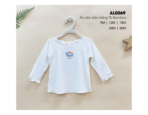 Áo Dún Bèo TD Chất Liệu Bamboo AL0069 Cho Bé 9 Tháng Tuổi Màu Trắng HELLO BnB ảnh 2