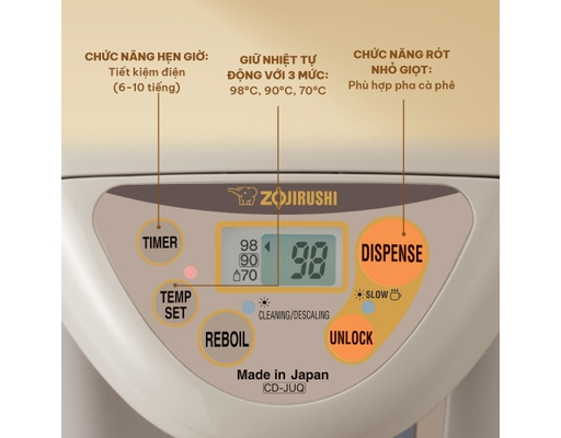 Bình Thủy Điện CD-JUQ30-CT 3L Zojirushi ảnh 4