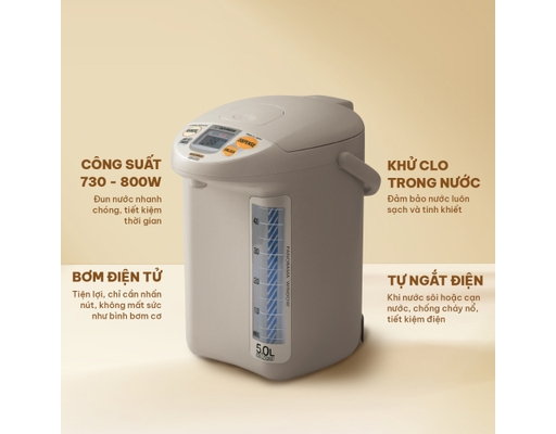 Bình Thủy Điện CD-LCQ50-TK 5L Zojirushi ảnh 4