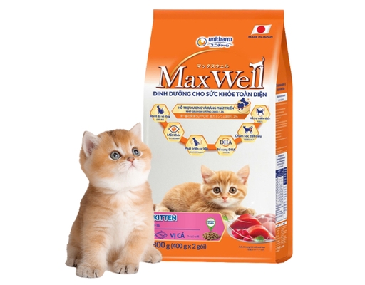 Thức Ăn Dạng Hạt Chăm Sóc Toàn Diện Cho Mèo Con Vị Cá 800g Max Well ảnh 0