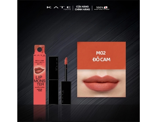 Son Kem Lì Lip Monster Souffle Matte M02 Màu Đỏ Cam 7g KATE ảnh 1