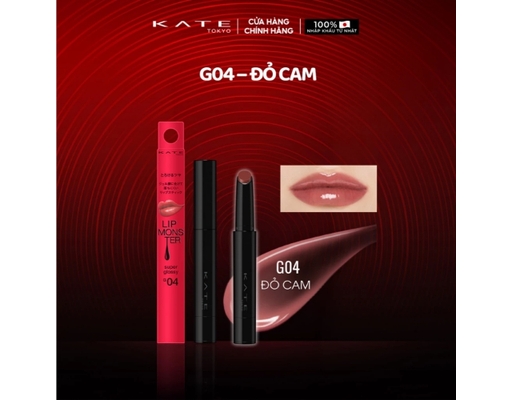 Son Bóng Đầu Vặn 1 Chiều Monster Super Glossy G04 Màu Đỏ Cam 1.6g KATE ảnh 1