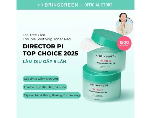 Toner Pad Làm Dịu Da Chiết Xuất Tràm Trà Rau Má Tea Tree Cica Soothing Toner Pad 150g Bring Green ảnh 1