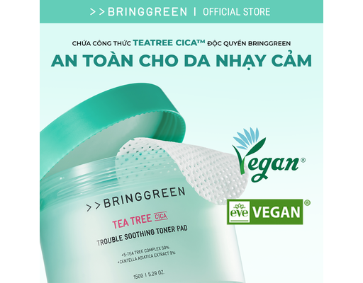 Toner Pad Làm Dịu Da Chiết Xuất Tràm Trà Rau Má Tea Tree Cica Soothing Toner Pad 150g Bring Green ảnh 2