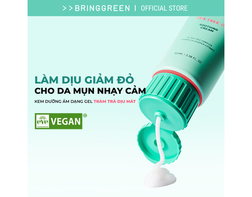 Kem Dưỡng Ẩm Làm Dịu Da Tràm Trà Rau Má Tea Tree Cica Soothing Cream Plus 100ml Bring Green ảnh 2
