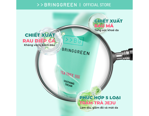Kem Dưỡng Ẩm Làm Dịu Da Tràm Trà Rau Má Tea Tree Cica Soothing Cream Plus 100ml Bring Green ảnh 3
