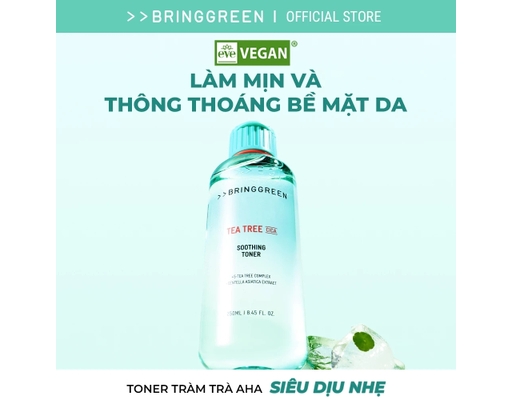 Toner Tràm Trà Rau Má Cho Da Mụn Tea Tree Cica Soothing Toner 250ml Bring Green ảnh 3
