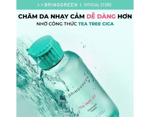 Toner Tràm Trà Rau Má Cho Da Mụn Tea Tree Cica Soothing Toner 250ml Bring Green ảnh 5