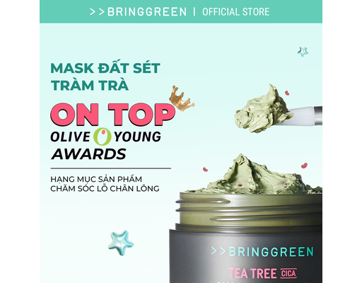 Mặt Nạ Đất Sét Tràm Trà Rau Má Tea Tree Cica Pore Clay Pack 100g Bring Green ảnh 1