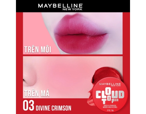 Son Và Má Đa Năng Cloudtopia Cheek & Lip Mousse Màu 03 Divine Crimson 5g MAYBELLINE ảnh 1