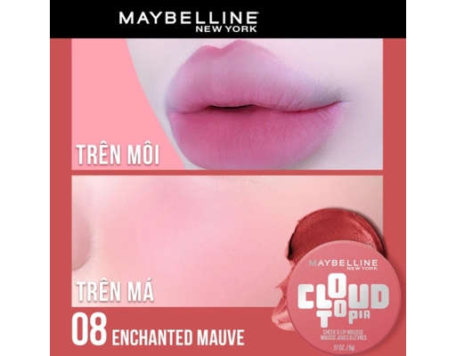 Son Và Má Đa Năng Cloudtopia Cheek & Lip Mousse Màu 08 Enchanted Mauve 5g MAYBELLINE ảnh 1