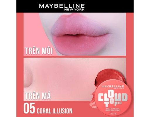 Son Và Má Đa Năng Cloudtopia Cheek & Lip Mousse Màu 05 Coral Illusion 5g MAYBELLINE ảnh 1