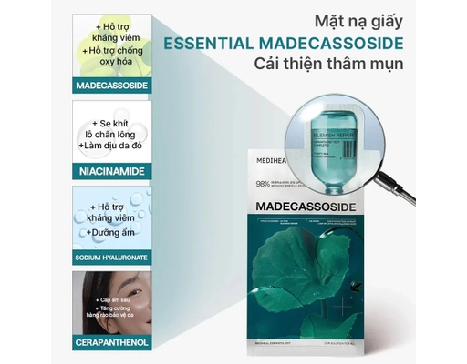Mặt Nạ Làm Dịu, Phục Hồi Da Mụn Madecassoside Blemish Repair Essential Mask 24ml Mediheal ảnh 1