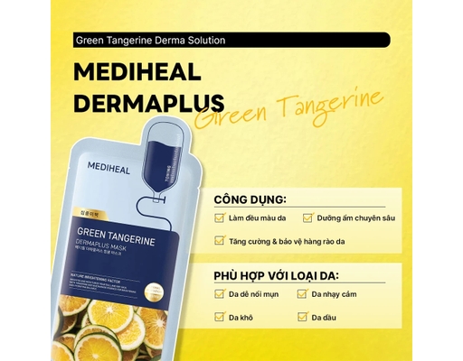 Mặt Nạ Dưỡng Sáng, Mờ Thâm Chiết Xuất Quýt Xanh Dermaplus Green Tangerine 22ml Mediheal ảnh 1