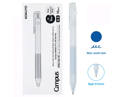 Bút Gel Mực Xanh Magic Fit Lite WPB2-05B-TM Vỏ Trắng Mờ Campus ảnh 1