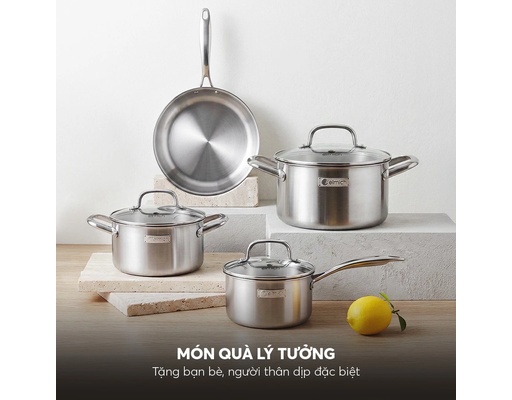 Bộ Nồi Inox Liền Khối EL2485IN02 Size 16,20,24, Chảo 26cm Elmich ảnh 2