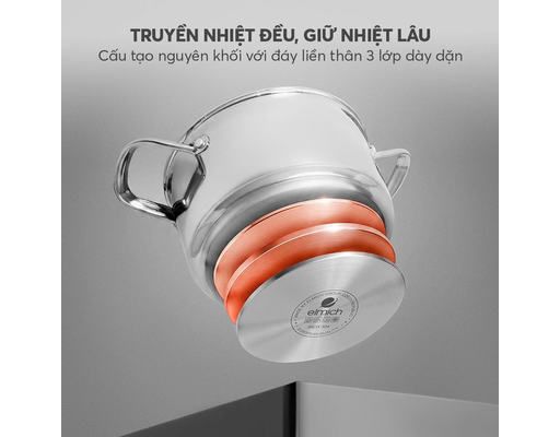Bộ Nồi Inox Liền Khối EL2485IN02 Size 16,20,24, Chảo 26cm Elmich ảnh 5