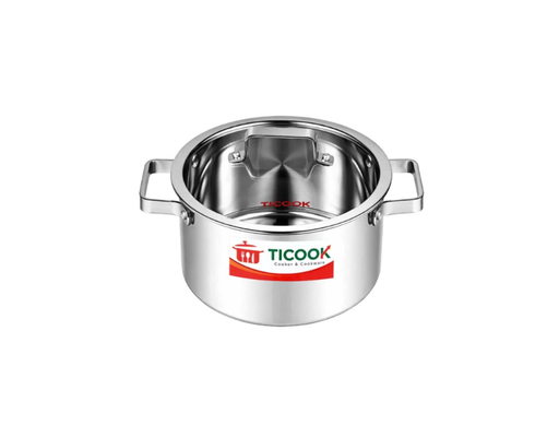Nồi Inox 304 Nắp Kính Đáy Từ NTQV22 16cm Ticook ảnh 1