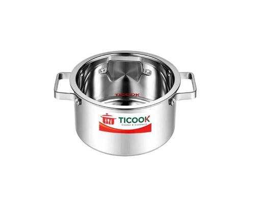 Nồi Inox 304 Nắp Kính Đáy Từ NTQV22 20cm Ticook ảnh 1